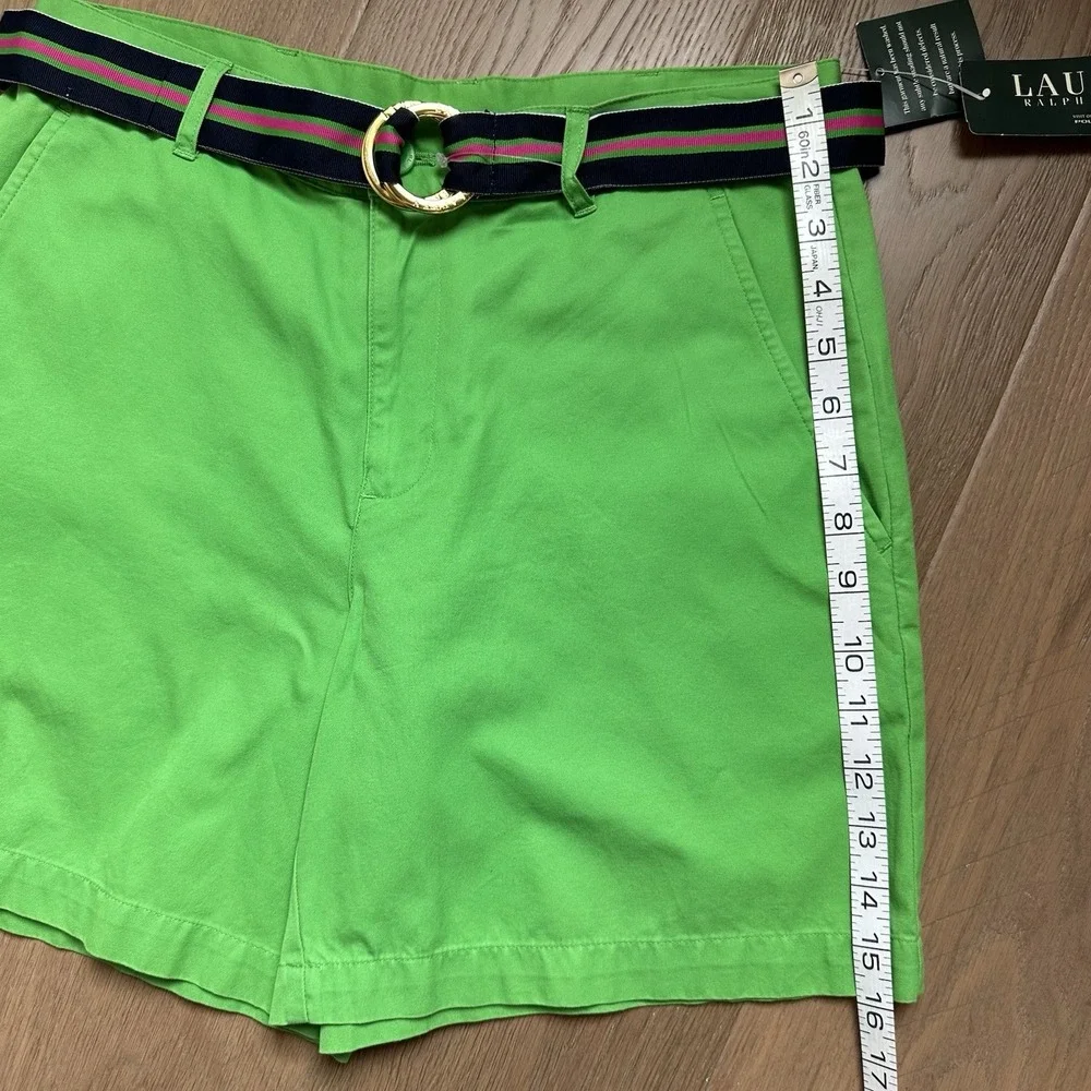 Vintage LAUREN RALPH LAUREN Barbados Grass Green Women's‎ Shorts Ribbon Belt